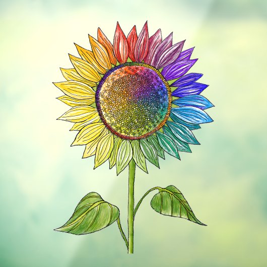 レインボーサンフラワーアートサマーカラフルマーフローラプライド ウィンドウサイン (シート3)