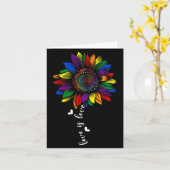 レインボーサンフラワーラブズラブLgbtゲイレズビアンPr カード (黄色い花)