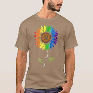 レインボーサンフラワーラブズラブLGBTゲイレズビアンPr Tシャツ