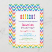 レインボーシェブロンクレイヨンズアーツ子供の誕生日パーティー 招待状 (正面/裏面)