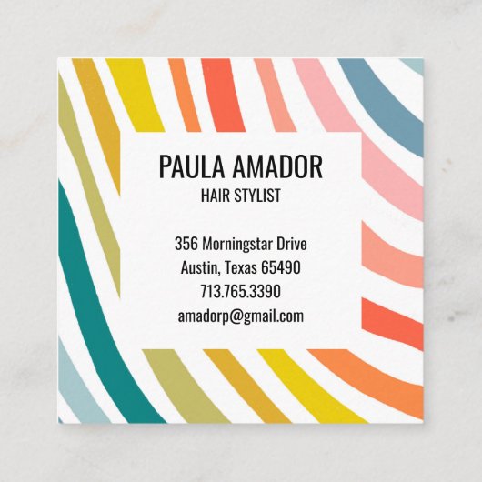 レインボーシックカラフルカーブ波手作り 割引カード (裏面)