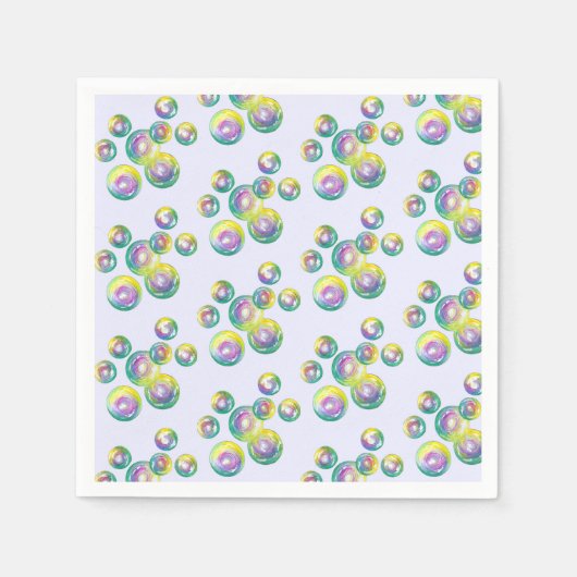 レインボーシャボン玉夏期おもしろい スタンダードカクテルナプキン (正面)