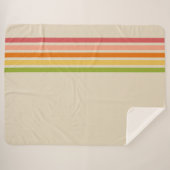 レインボーシャーベットストライプのヴィンテージ シェルパブランケット (正面(横))