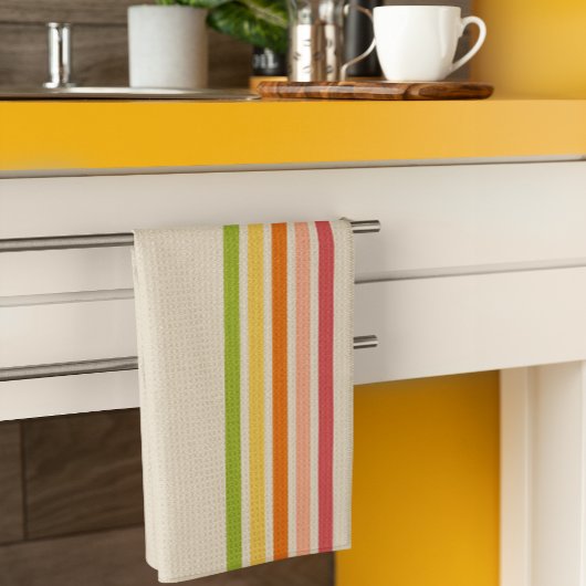 レインボーシャーベットヴィンテージストライプの- キッチンタオル