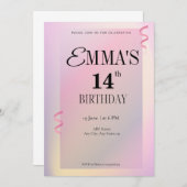 レインボーシンプルカラーエレガント誕生日 招待状 (正面/裏面)