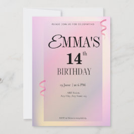 レインボーシンプルカラーエレガント誕生日 招待状