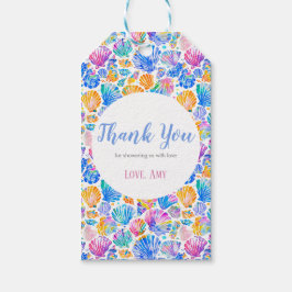 レインボーシーシェルズベビーシャワーパーティーフェイスラベル ギフトタグ