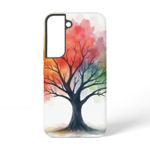 レインボーシーズンズツリーカラフル – 水彩自然