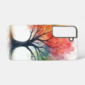 レインボーシーズンズツリーカラフル – 水彩自然 SAMSUNG GALAXYケース (裏面横)