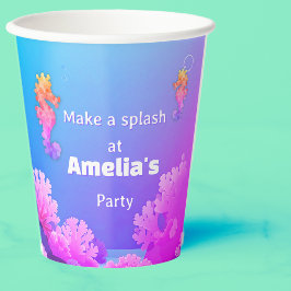 レインボーシーホースパーソナライズされたパーティー 紙コップ