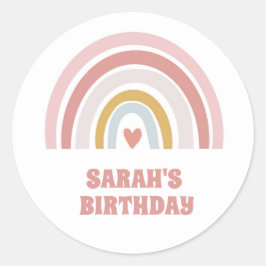 レインボーシールのパスルピンクカスタム文字ハート ラウンドシール