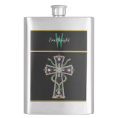 レインボージェムストーンクロスブローチ フラスク (正面)