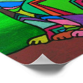 レインボージオメトリキャットジオメトリパターンキャットアート ポスター (角)