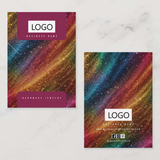 レインボージュエリーイヤリングネックレスディスプレイカード 名刺 (正面/裏面)