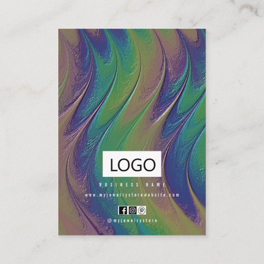 レインボージュエリーイヤリングネックレスディスプレイカード 名刺 (裏面)