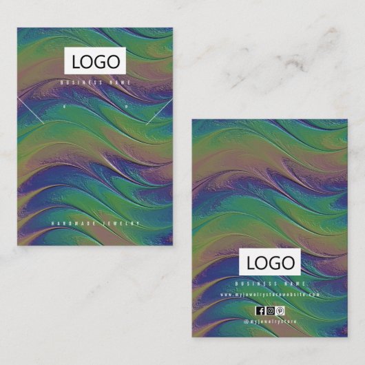 レインボージュエリーイヤリングネックレスディスプレイカード 名刺 (正面/裏面)