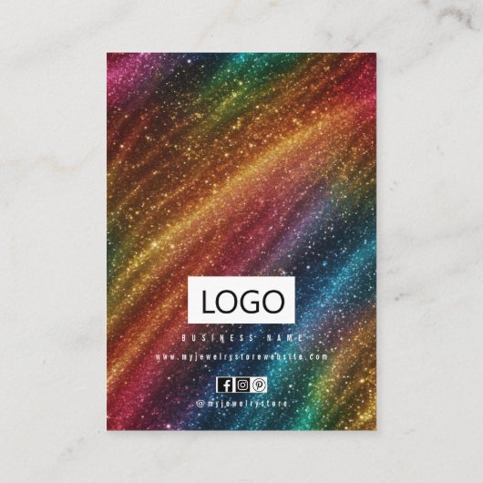 レインボージュエリーイヤリングネックレスディスプレイカード 名刺 (裏面)