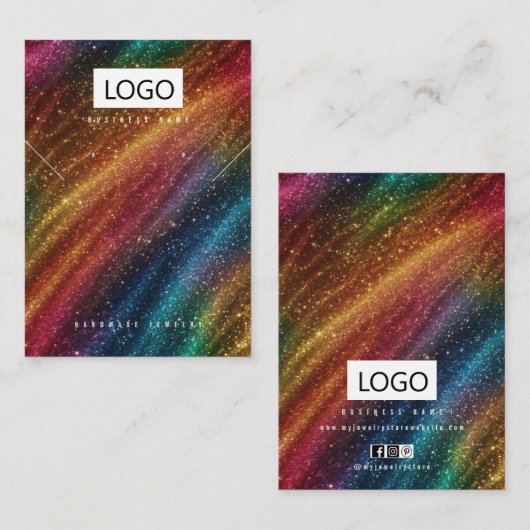 レインボージュエリーイヤリングネックレスディスプレイカード 名刺 (正面/裏面)