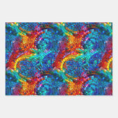 レインボージュエルトーンモザイクガラスパターン誕生日 ラッピングペーパーシート (正面2)