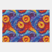 レインボージュエルトーンモザイクガラスパターン誕生日 ラッピングペーパーシート (正面)