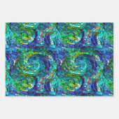 レインボージュエルトーンモザイクガラスパターン誕生日 ラッピングペーパーシート (正面3)