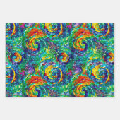 レインボージュエルトーンモザイクガラスパターン誕生日 ラッピングペーパーシート (正面2)