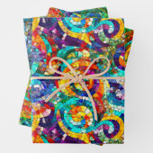 レインボージュエルトーンモザイクガラスパターン誕生日 ラッピングペーパーシート (インサイチュ)