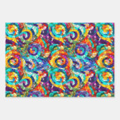 レインボージュエルトーンモザイクガラスパターン誕生日 ラッピングペーパーシート (正面)