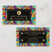 レインボージュエルトーンモザイクガラスパターン 名刺 (正面/裏面)