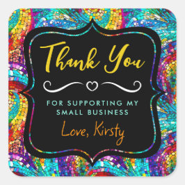 レインボージュエルトーンモザイクガラス小規模企業 スクエアシール