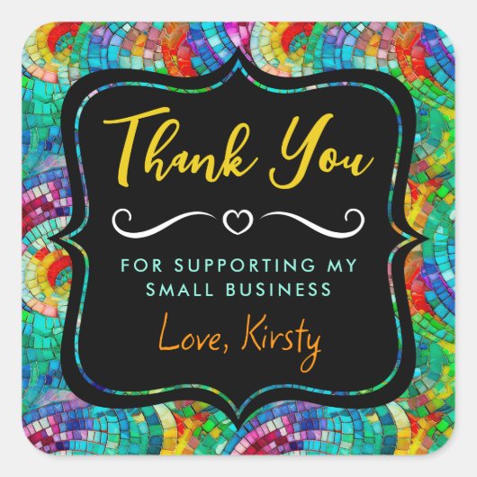 レインボージュエルトーンモザイクガラス小規模企業 スクエアシール (正面)