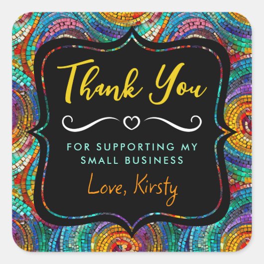 レインボージュエルトーンモザイクガラス小規模企業 スクエアシール (正面)