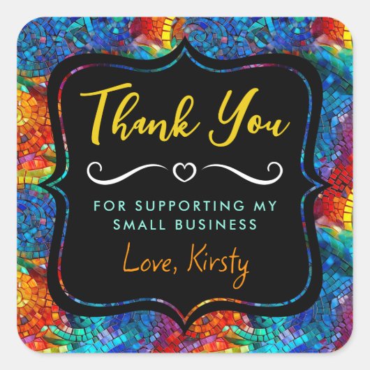 レインボージュエルトーンモザイクガラス小規模企業 スクエアシール (正面)