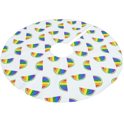 レインボースイカ柄 ブラッシュドポリエステルツリースカート (アングル)