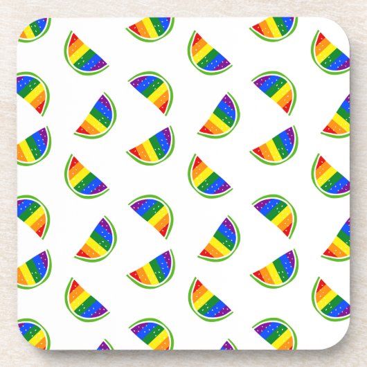 レインボースイカ模様 コースター (正面)