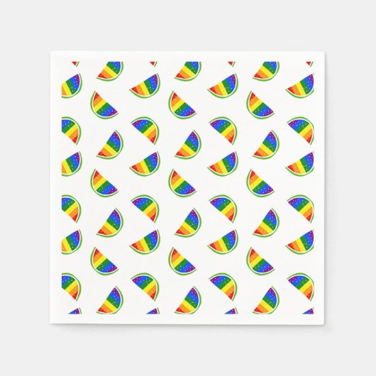 レインボースイカ模様 スタンダードカクテルナプキン (正面)