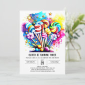 レインボースウィート棒つきキャンデー誕生日 招待状 (スタンド正面)