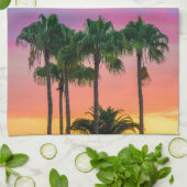 レインボースカイのあるトロピカルパームズ キッチンタオル (折り畳み)