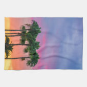 レインボースカイのあるトロピカルパームズ キッチンタオル (横)