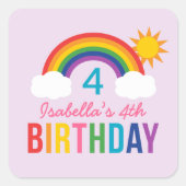レインボースカイパープルガールズバースデーパーティー スクエアシール (正面)