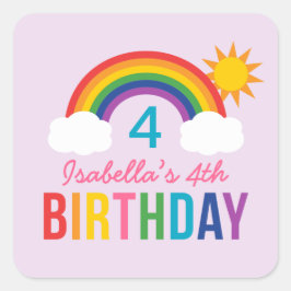 レインボースカイパープルガールズバースデーパーティー スクエアシール
