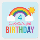 レインボースカイブルーガールズバースデーパーティー スクエアシール (正面)