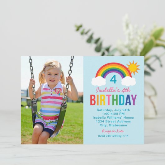 レインボースカイブルーフォトガールズバースデーパーティー 招待状 (スタンド正面)