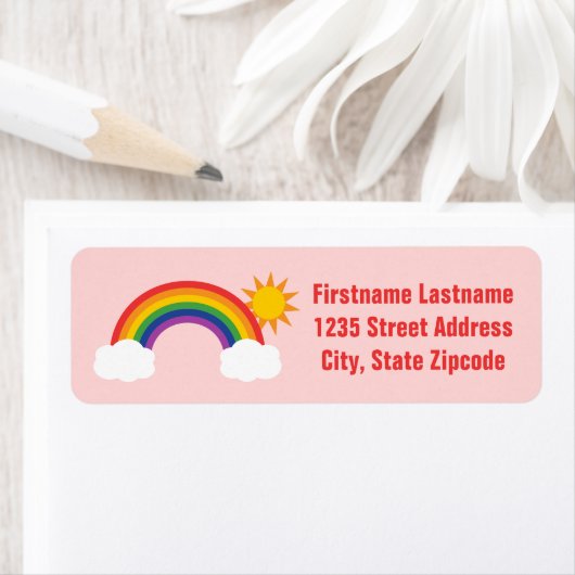 レインボースカイライトピンク差出人住所 ラベル (インサイチュ)