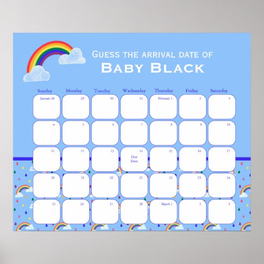 レインボースカイ赤ちゃんシャワー予定日を推測 ポスター (正面)