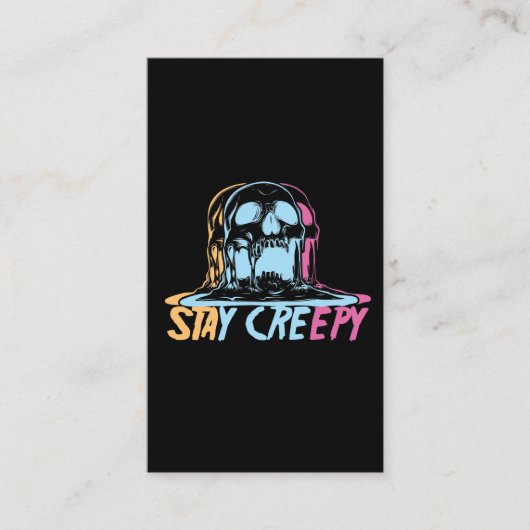 レインボースカルかわいいステイピーパステルゴシックホラー 名刺 (正面)