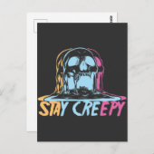 レインボースカルかわいいステイ気味悪いパステルゴシックホラー ポストカード (正面/裏面)