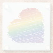 レインボースクライブルハートスクエアガラスコースター ガラスコースター (裏面)