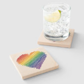 レインボースクライブルハートスクエアストーンコースター ストーンコースター (横)