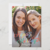 レインボースクリプトLGBTQIA+ハッピーホリデーズフォト シーズンカード (正面)